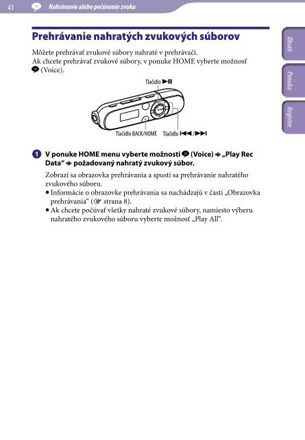 Sony NWZ-B143F - NWZ-B143F Consignes d&rsquo;utilisation Slovaque