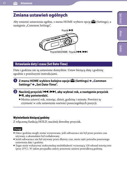 Sony NWZ-B143F - NWZ-B143F Consignes d&rsquo;utilisation Polonais