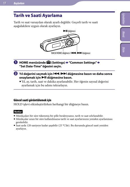 Sony NWZ-B143F - NWZ-B143F Consignes d&rsquo;utilisation Turc