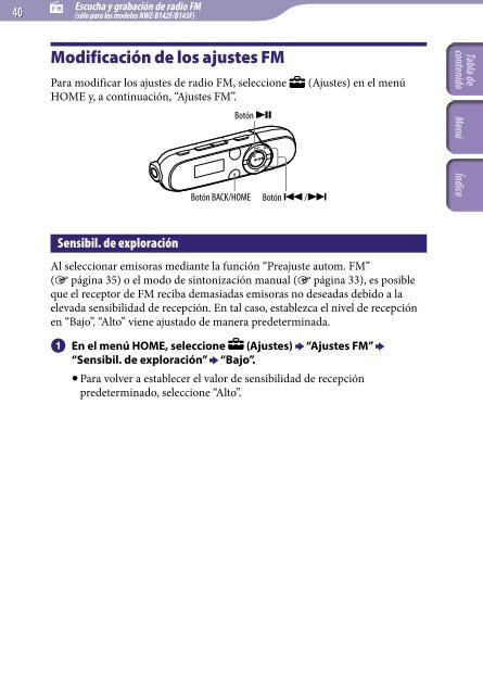 Sony NWZ-B143F - NWZ-B143F Consignes d&rsquo;utilisation Espagnol