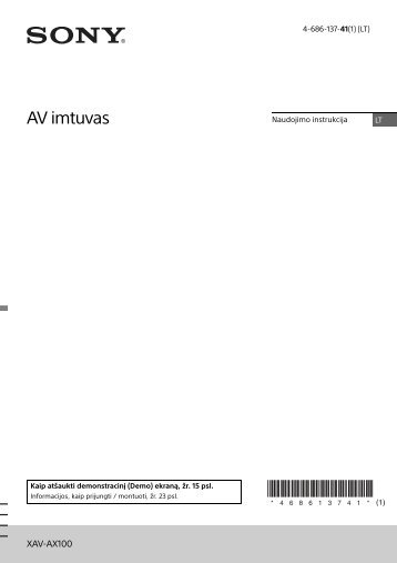 Sony XAV-AX100 - XAV-AX100 Consignes dâutilisation Lituanien