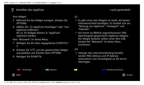 Sony KDL-37W5810 - KDL-37W5810 Consignes d&rsquo;utilisation Allemand