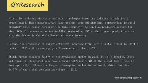 QYResearch: the global Damper Actuators revenue would keep increasing with annual growth rate with 3~5%