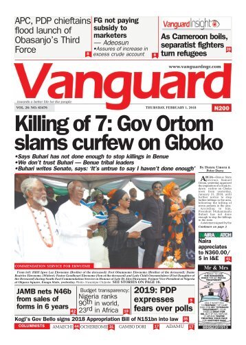 01022018 - Killing of 7: Gov Ortom slams curfew on Gboko