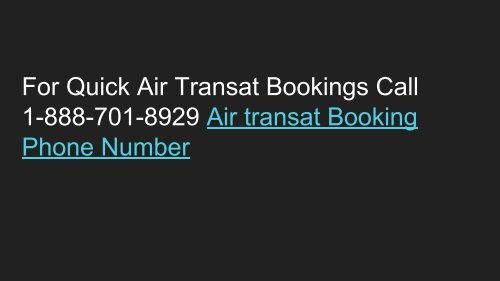 Air Transat Reservation Phone Number