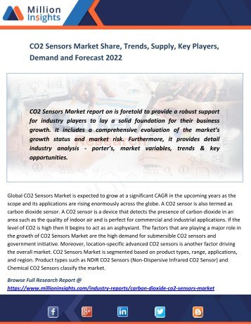 CO2 Sensors Market Share, Trends, Supply, Key Players, Demand and Forecast 2022 