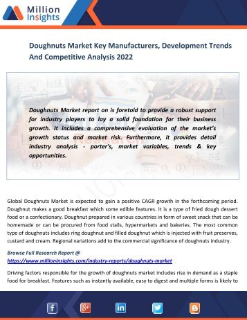 Doughnuts Market Key Manufacturers, Development Trends And Competitive Analysis 2022 