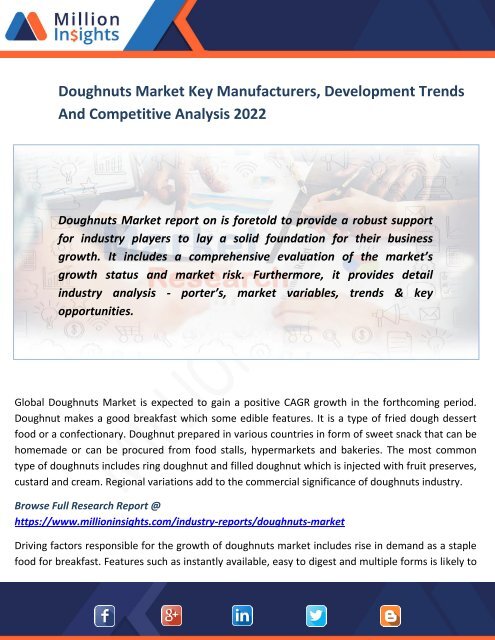 Doughnuts Market Key Manufacturers, Development Trends And Competitive Analysis 2022 