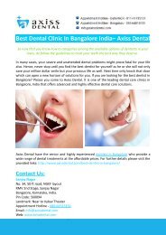 Best Dental Clinic In Bangalore India– Axiss Dental