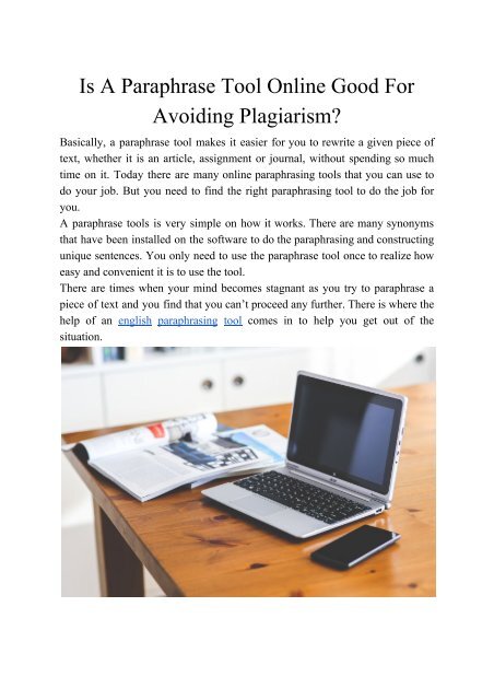 Is a Paraphrase Tool Good for Avoiding Plagiarism?