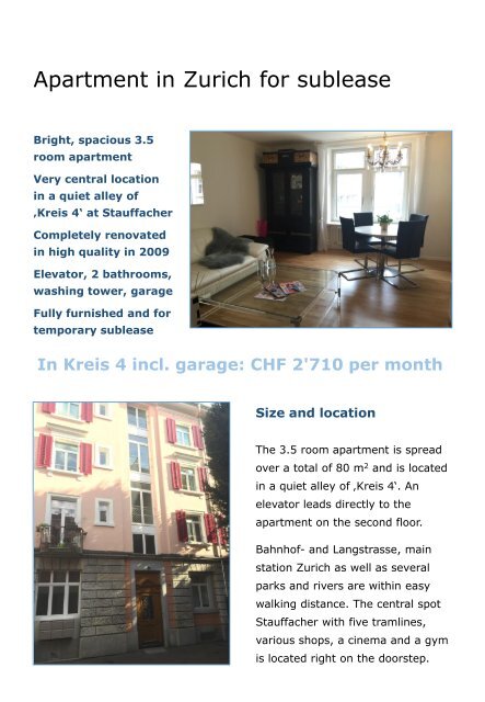 3 5 Room Apartment At Stauffacher
