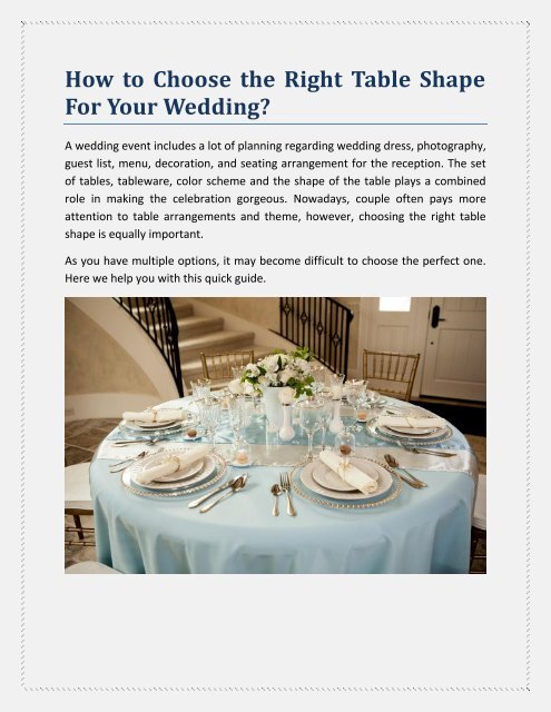 How to Choose the Right Table Shape For Your Wedding