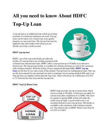 All you need to know About HDFC Top-Up Loan