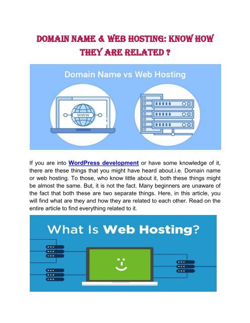 Domain Name &amp; Web Hosting- Know How They are Related