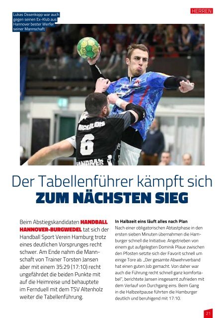 Hallenheft Handball Sport Verein Hamburg - 1. VfL Potsdam | Saison 2017/18