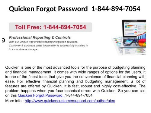 Quicken Software Issues  Number 1-844-894-7054