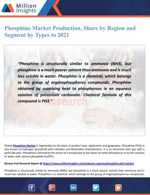 Phosphine Market Production, Share by Region and Segment by Types to 2021