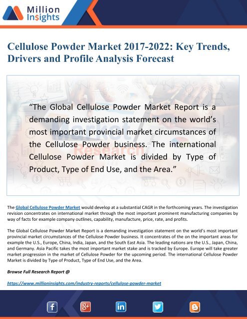 Cellulose Powder Market Research Report 2022 by Top Regions and New Emerging Opportunities