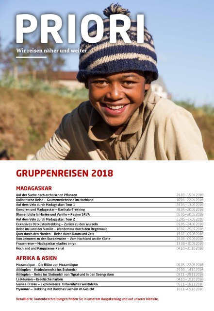 PRIORI Reisen Kleingruppenreisen 2018 - Termine und Preise