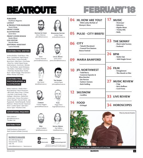 BeatRoute Magazine BC Print Edition February 2018