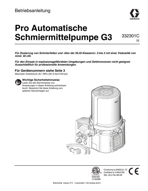 Graco G3 Pro - Anleitung