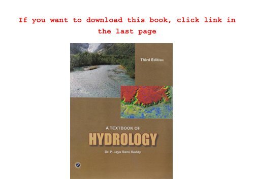 A Textbook of Hydrology  