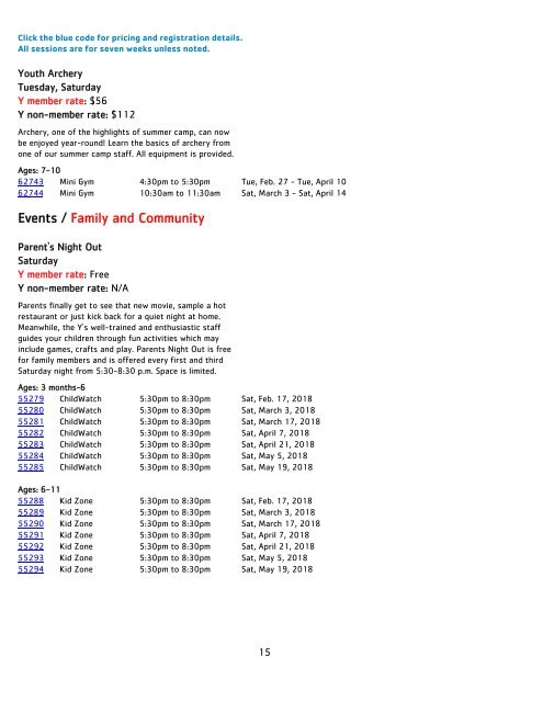 2018 UMLY Early Spring Program Guide