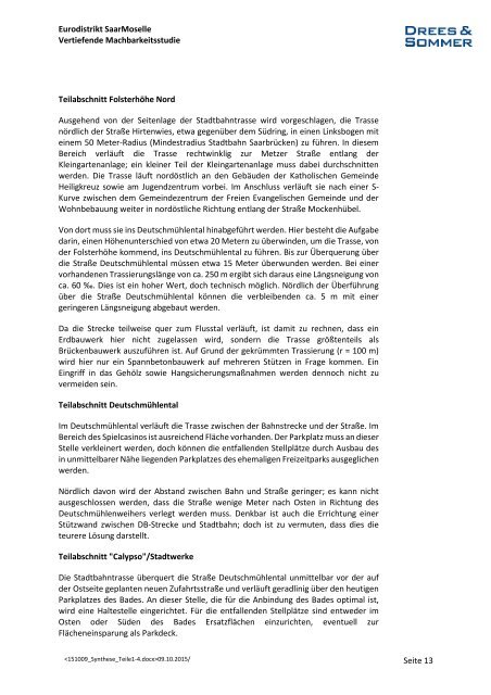 Gutachten Eurodistrikt Grenzü. Stadtbahnerweiterung d Synthese de  l&#039;étude Teile1-4