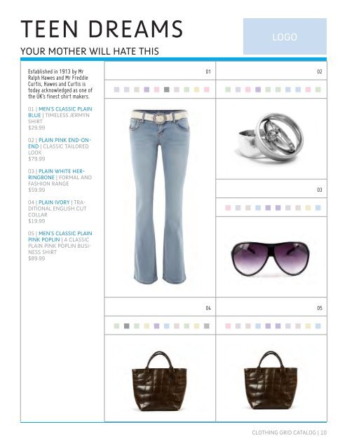 Clothing grid catalog