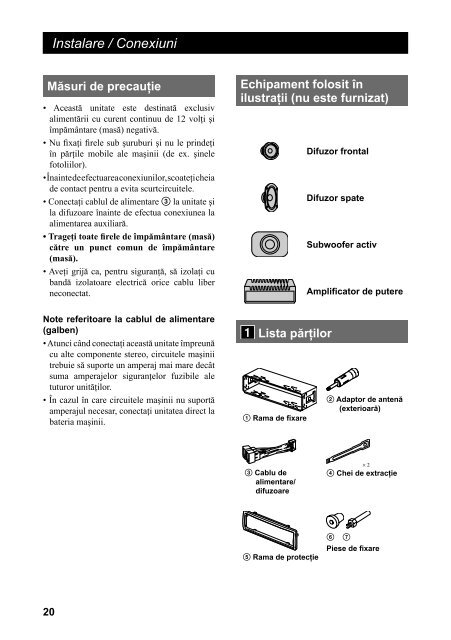 Sony CDX-GT264MP - CDX-GT264MP Mode d'emploi Roumain