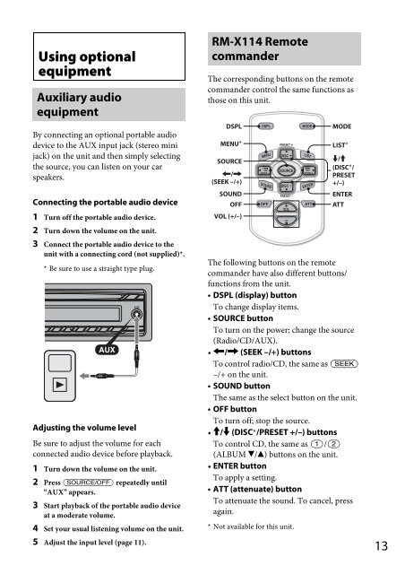 Sony CDX-GT264MP - CDX-GT264MP Consignes d&rsquo;utilisation Fran&ccedil;ais