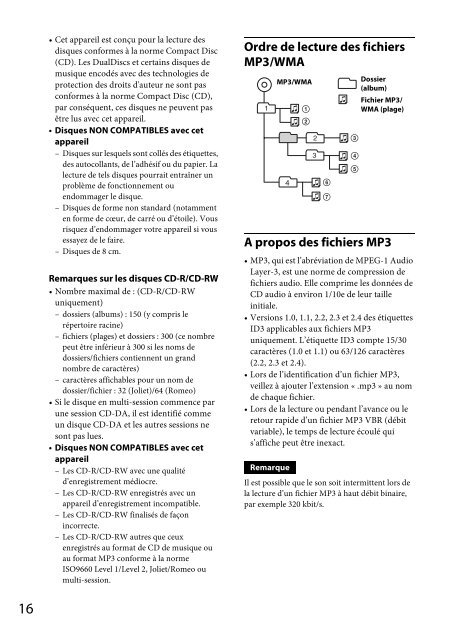 Sony CDX-GT264MP - CDX-GT264MP Consignes d&rsquo;utilisation