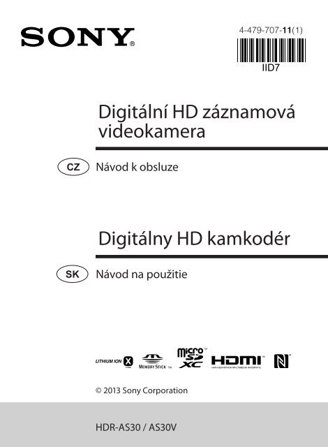 Sony HDR-AS30VD - HDR-AS30VD Consignes d&rsquo;utilisation Tch&egrave;que