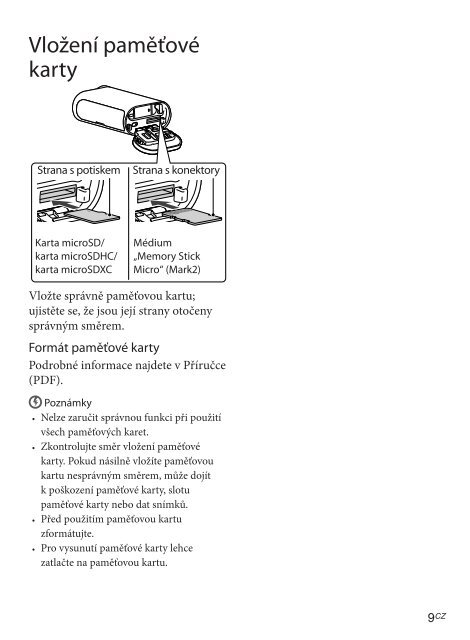 Sony HDR-AS30VD - HDR-AS30VD Consignes d&rsquo;utilisation Tch&egrave;que