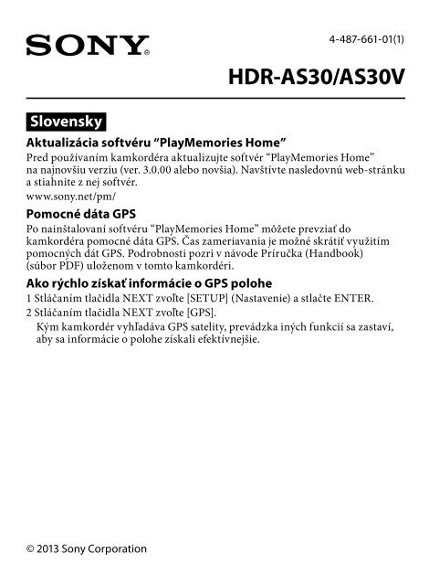 Sony HDR-AS30VD - HDR-AS30VD Consignes d&rsquo;utilisation Tch&egrave;que