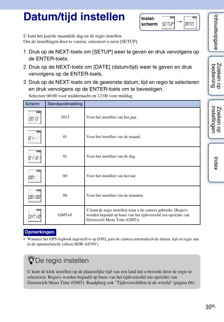 Sony HDR-AS30VD - HDR-AS30VD Guide pratique N&eacute;erlandais