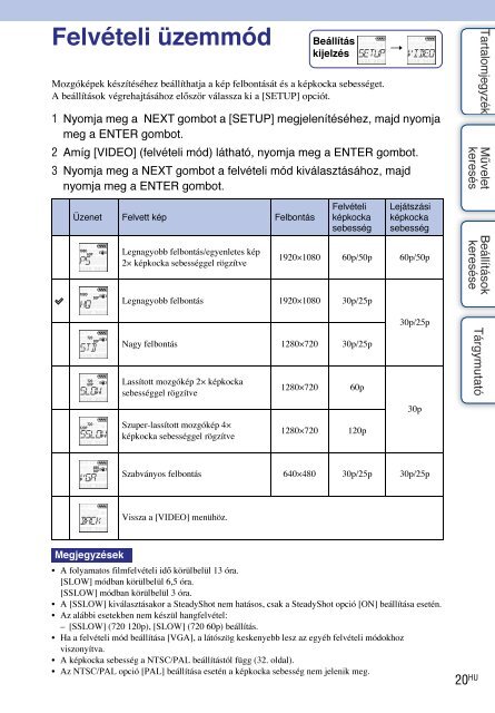 Sony HDR-AS30VD - HDR-AS30VD Guide pratique Hongrois
