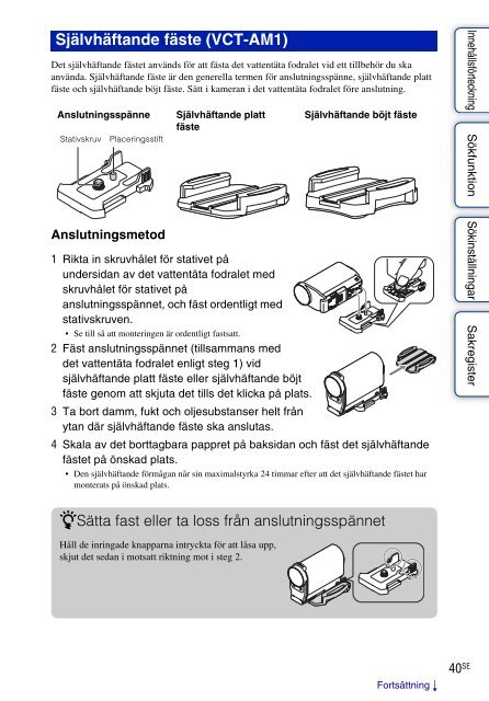 Sony HDR-AS30VD - HDR-AS30VD Guide pratique Su&eacute;dois