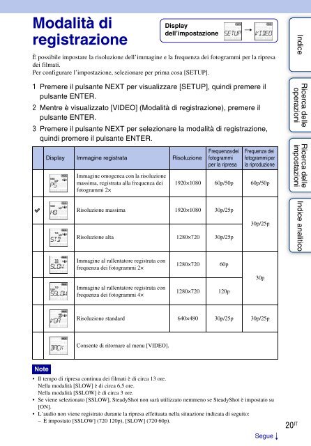 Sony HDR-AS30VD - HDR-AS30VD Guide pratique Italien