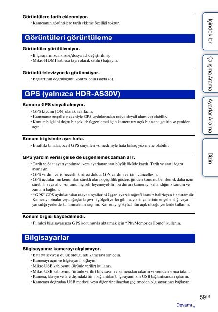 Sony HDR-AS30VD - HDR-AS30VD Guide pratique Turc