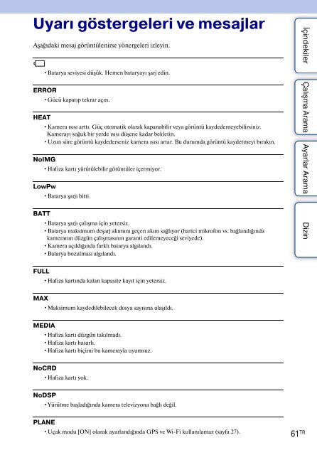 Sony HDR-AS30VD - HDR-AS30VD Guide pratique Turc