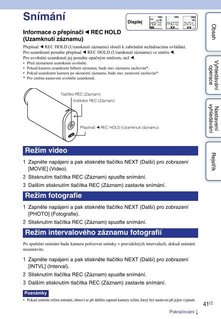 Sony HDR-AS30VD - HDR-AS30VD Guide pratique Tch&egrave;que