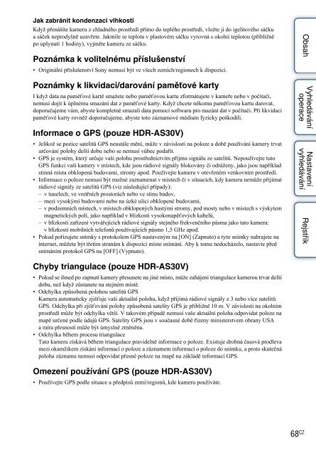 Sony HDR-AS30VD - HDR-AS30VD Guide pratique Tch&egrave;que