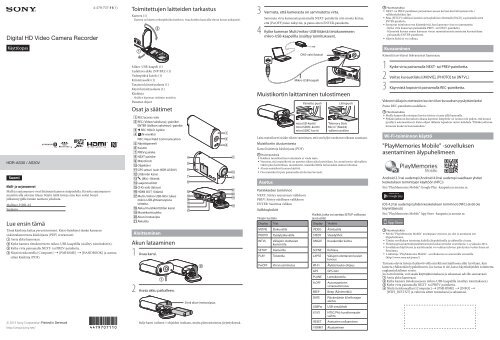 Sony HDR-AS30VD - HDR-AS30VD Consignes d&rsquo;utilisation Finlandais