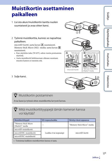 Sony HDR-AS30VD - HDR-AS30VD Guide pratique Finlandais