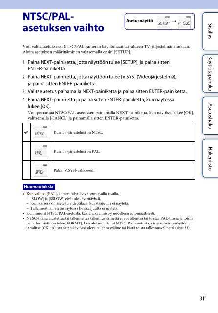 Sony HDR-AS30VD - HDR-AS30VD Guide pratique Finlandais