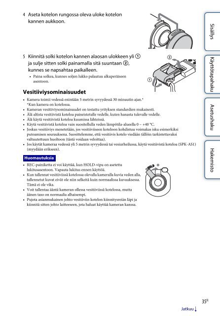 Sony HDR-AS30VD - HDR-AS30VD Guide pratique Finlandais