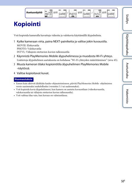 Sony HDR-AS30VD - HDR-AS30VD Guide pratique Finlandais