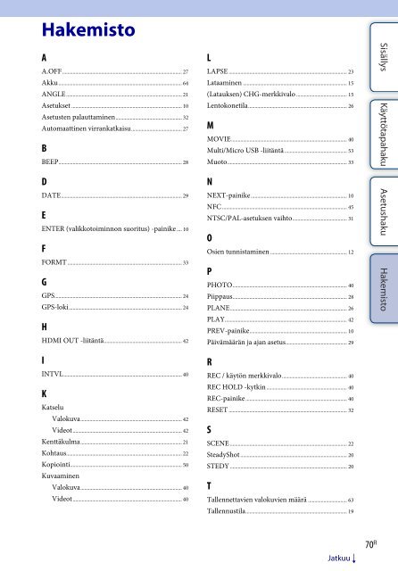 Sony HDR-AS30VD - HDR-AS30VD Guide pratique Finlandais