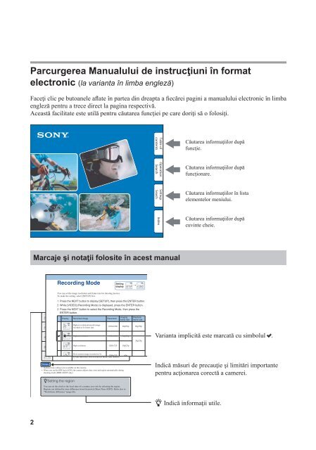 Sony HDR-AS30VD - HDR-AS30VD Guide pratique Roumain